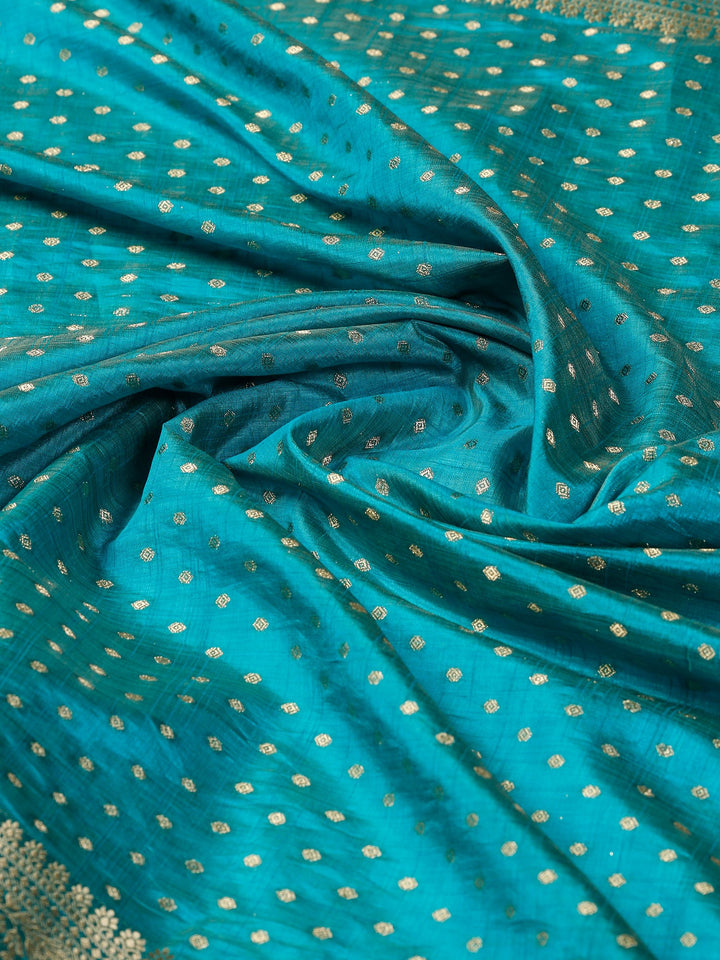 Lake Blue Woven Design Art Silk Saree