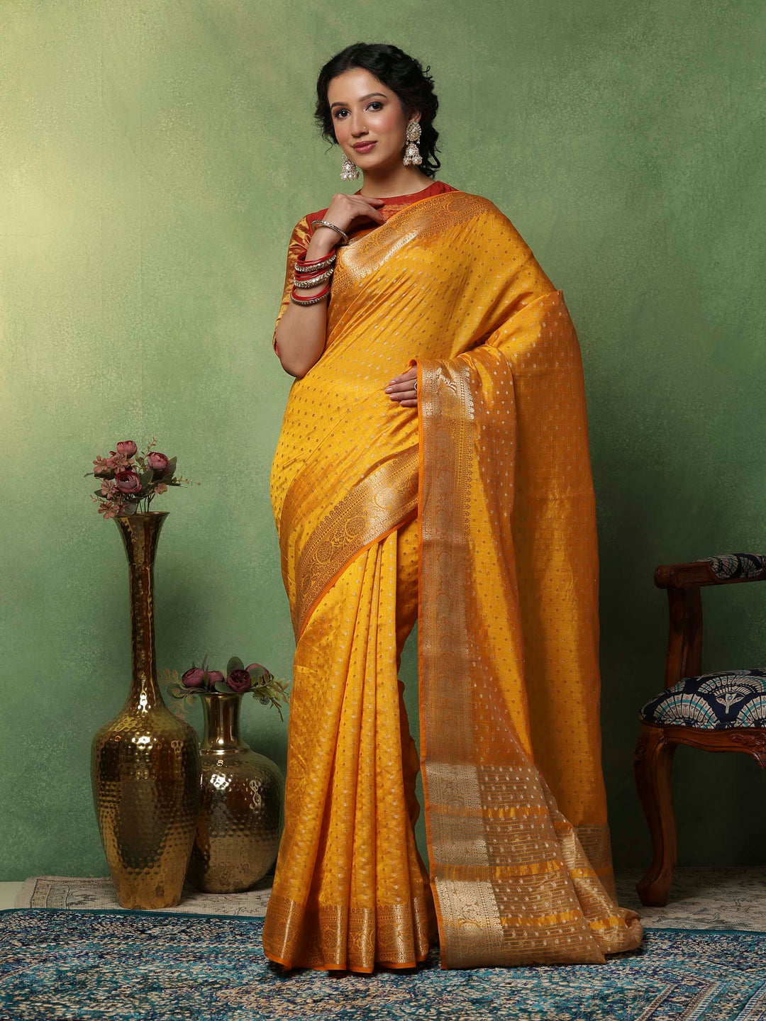 Mustard Woven Design Art Silk Saree