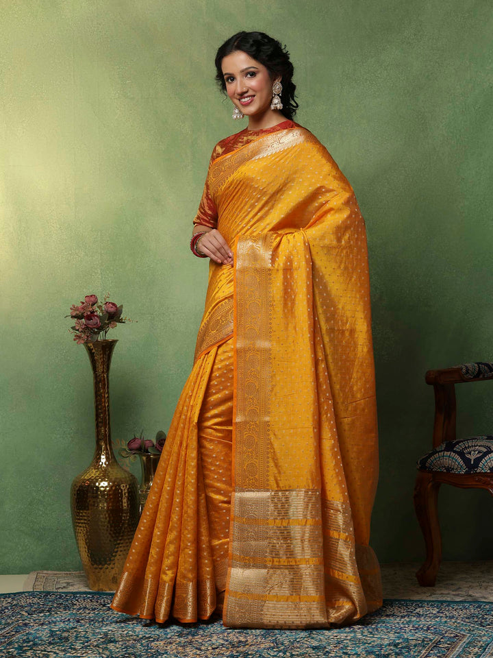 Mustard Woven Design Art Silk Saree
