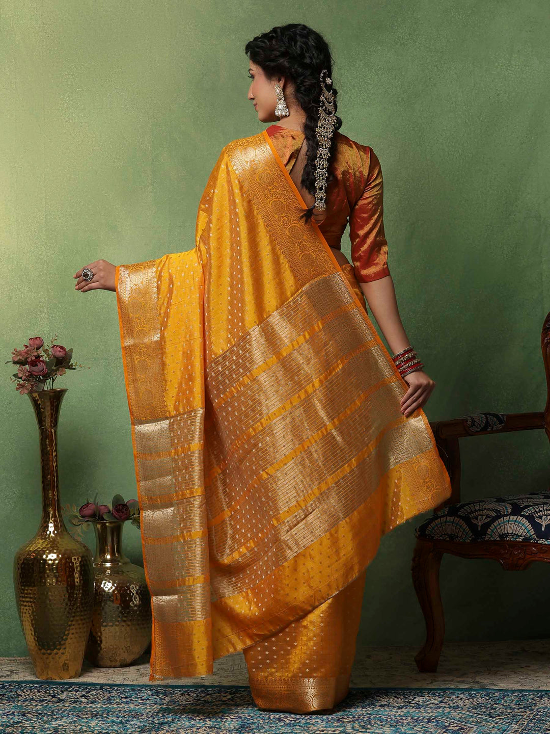 Mustard Woven Design Art Silk Saree