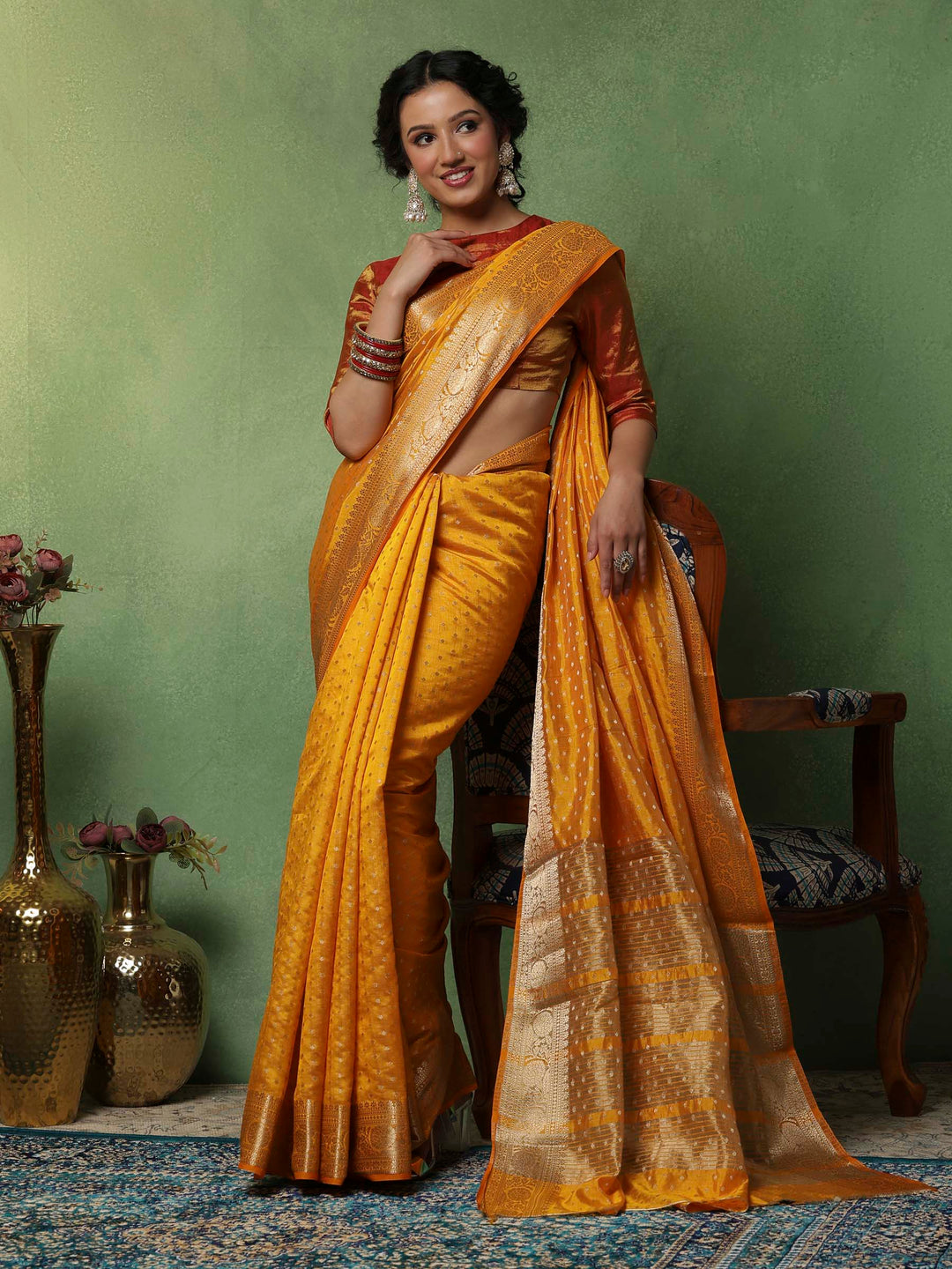 Mustard Woven Design Art Silk Saree