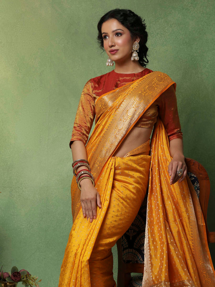 Mustard Woven Design Art Silk Saree