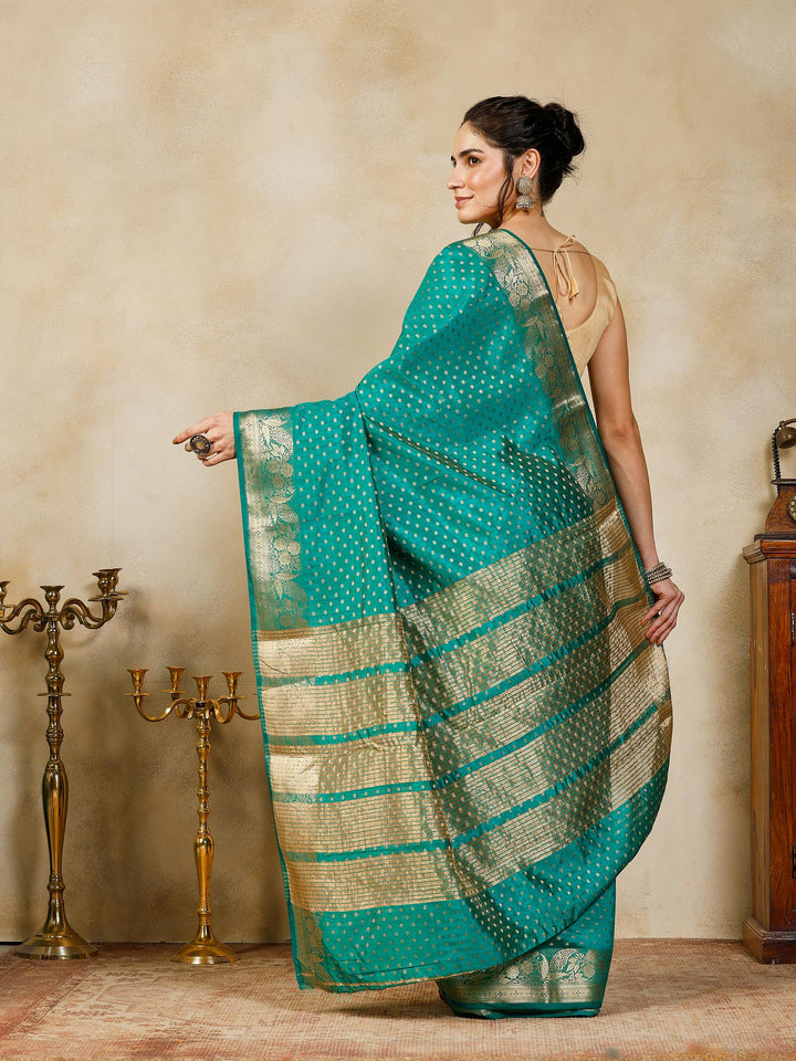 Green Woven Design Art Silk Saree