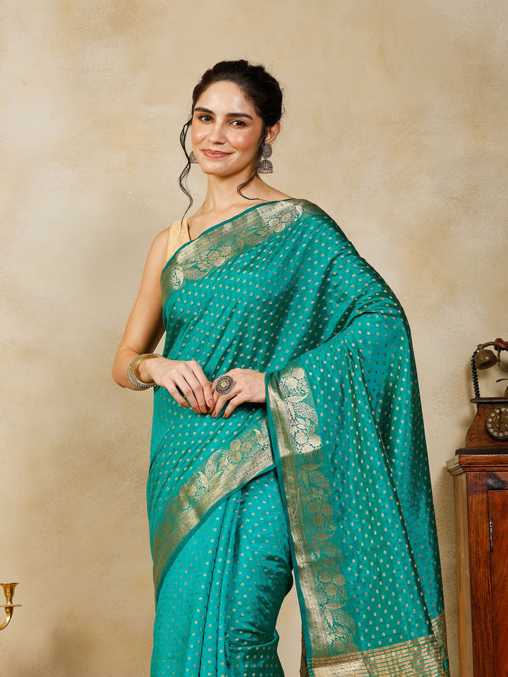 Green Woven Design Art Silk Saree