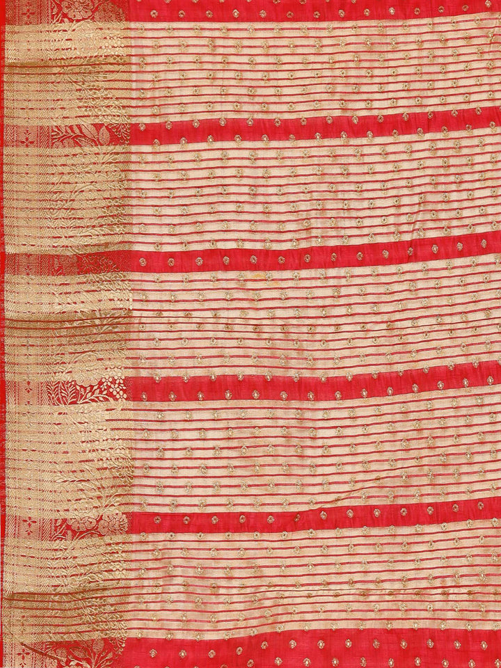 Hot Pink Woven Design Art Silk Saree
