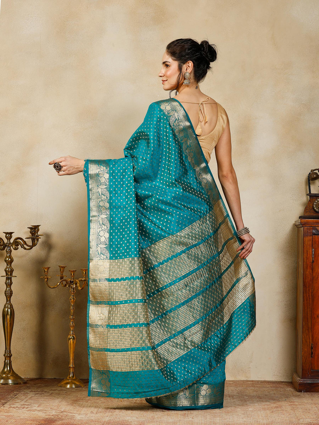Lake Blue Woven Design Art Silk Saree