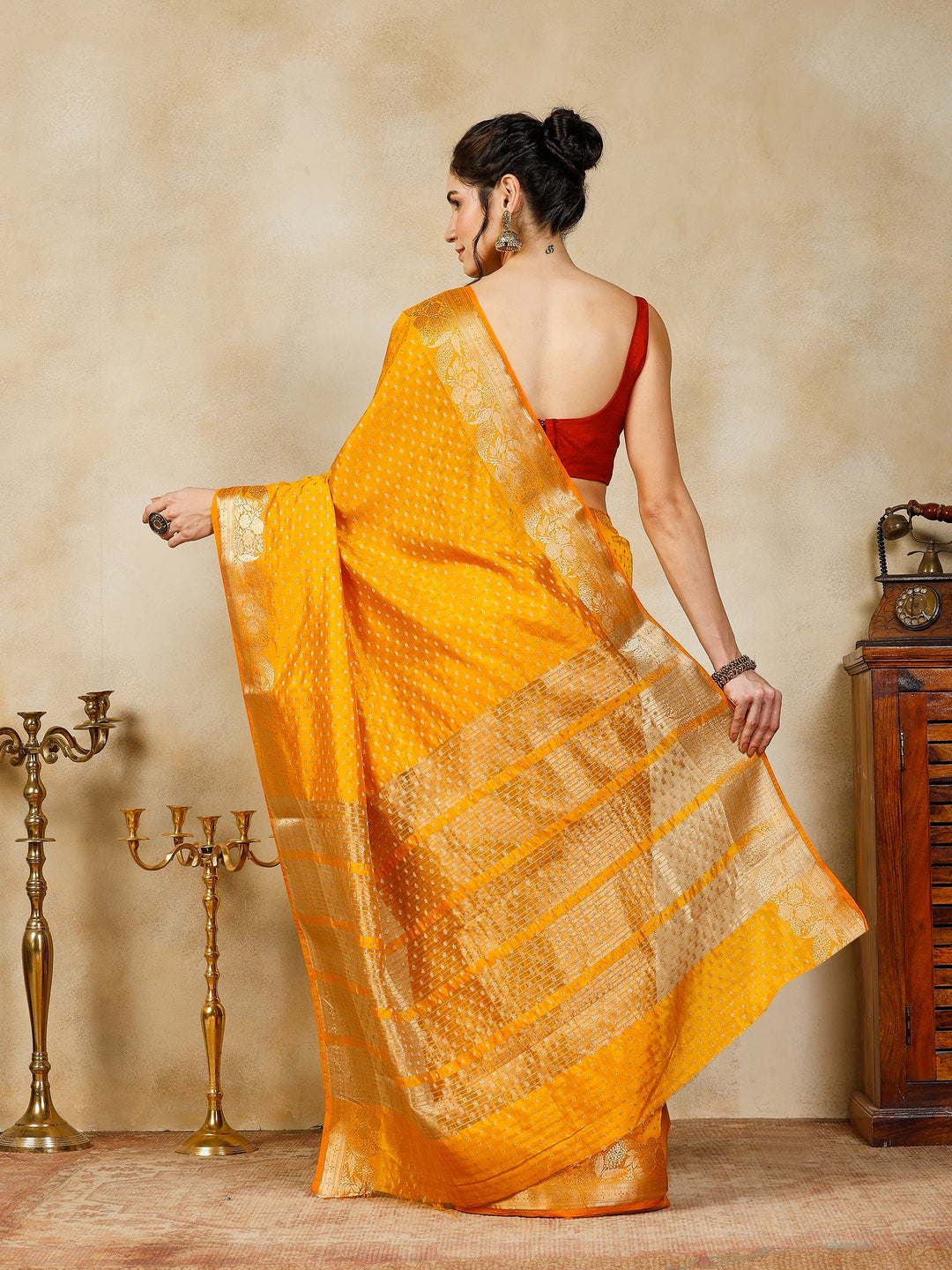 Mustard Woven Design Art Silk Saree