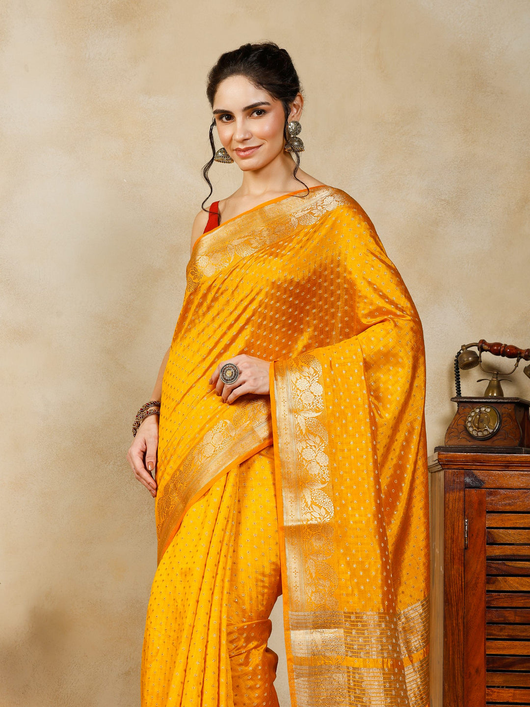 Mustard Woven Design Art Silk Saree