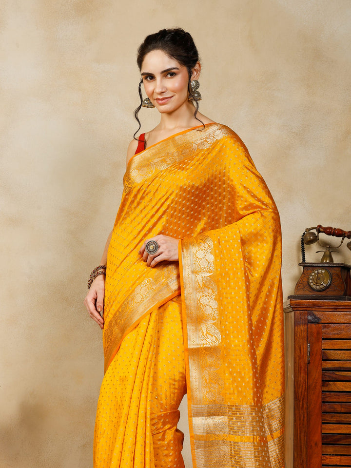 Mustard Woven Design Art Silk Saree