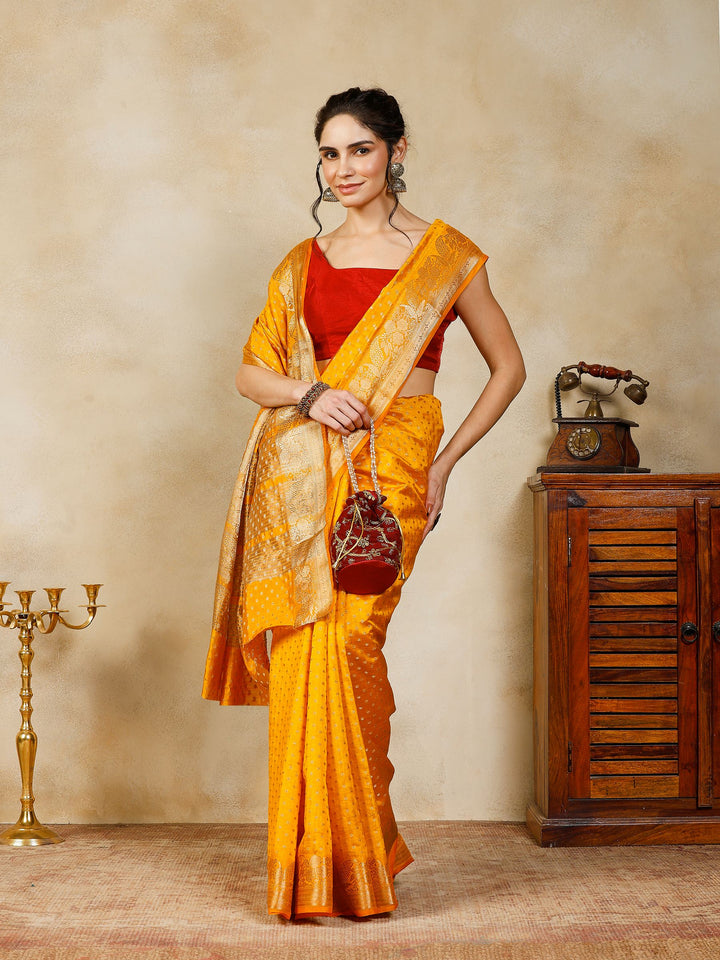 Mustard Woven Design Art Silk Saree