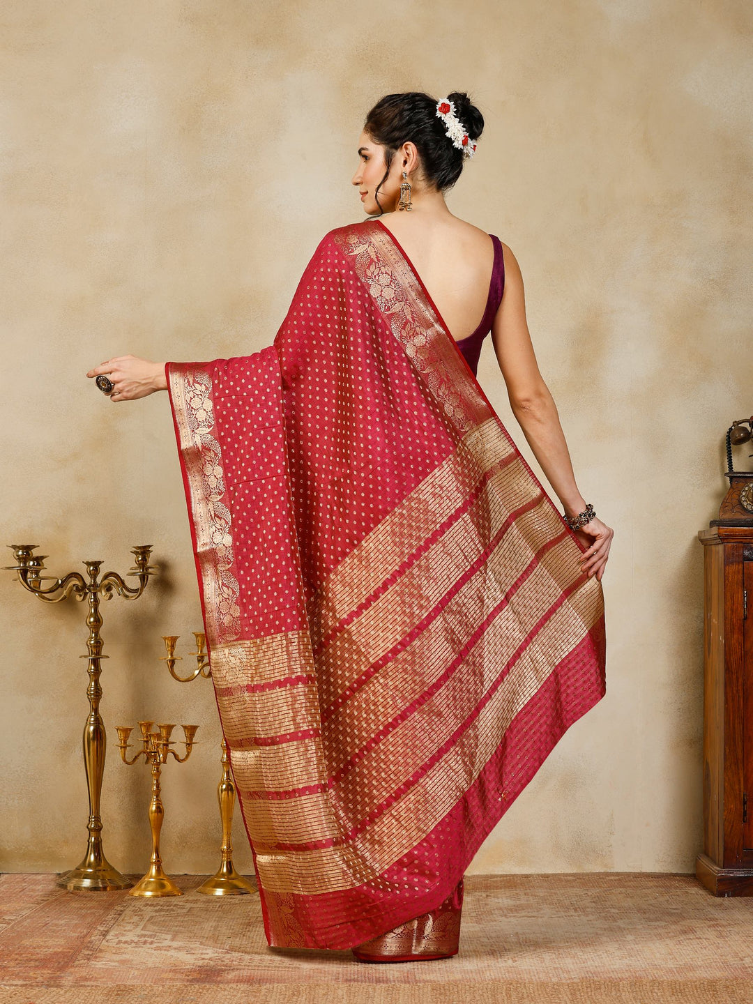 Wine Woven Design Art Silk Saree