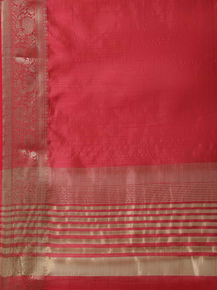 Hot Pink Woven Design Art Silk Saree