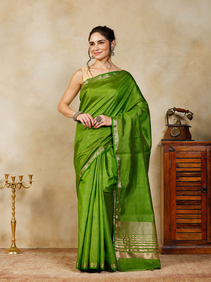 Green Woven Design Art Silk Saree