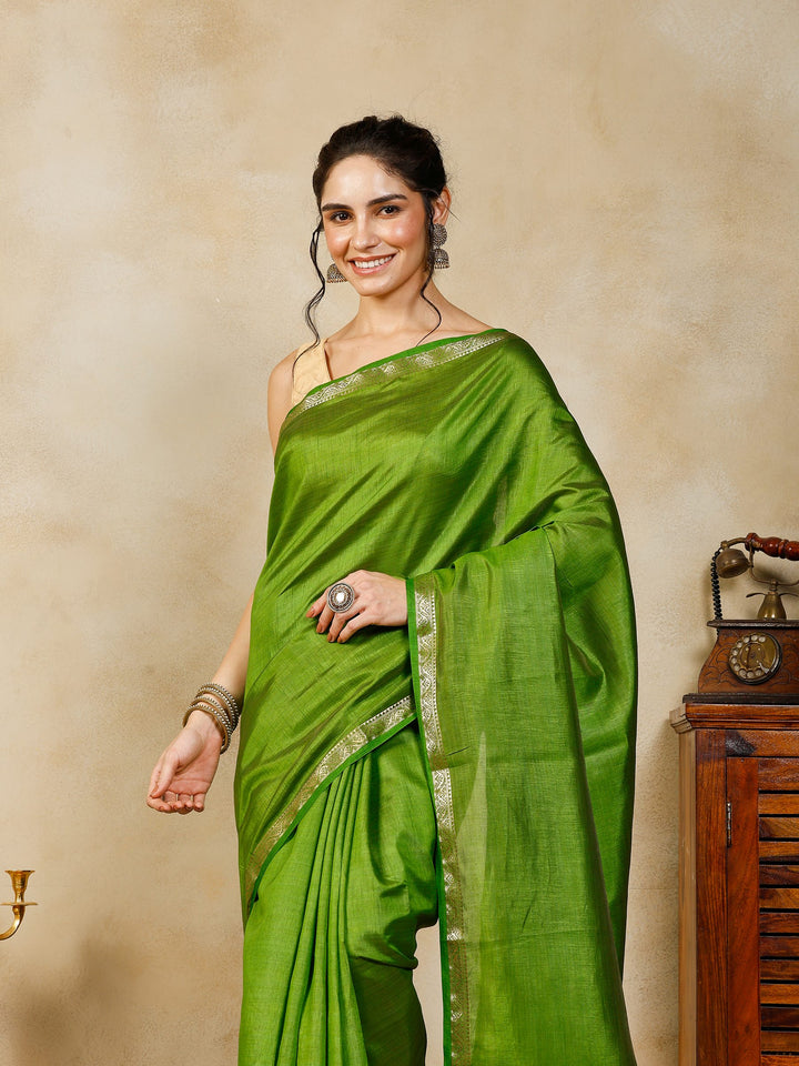 Green Woven Design Art Silk Saree