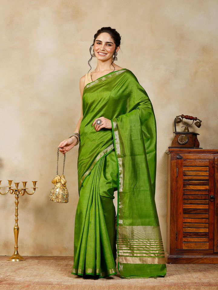 Green Woven Design Art Silk Saree