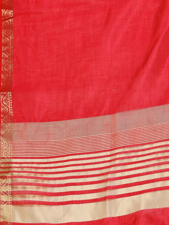 Hot Pink Woven Design Art Silk Saree