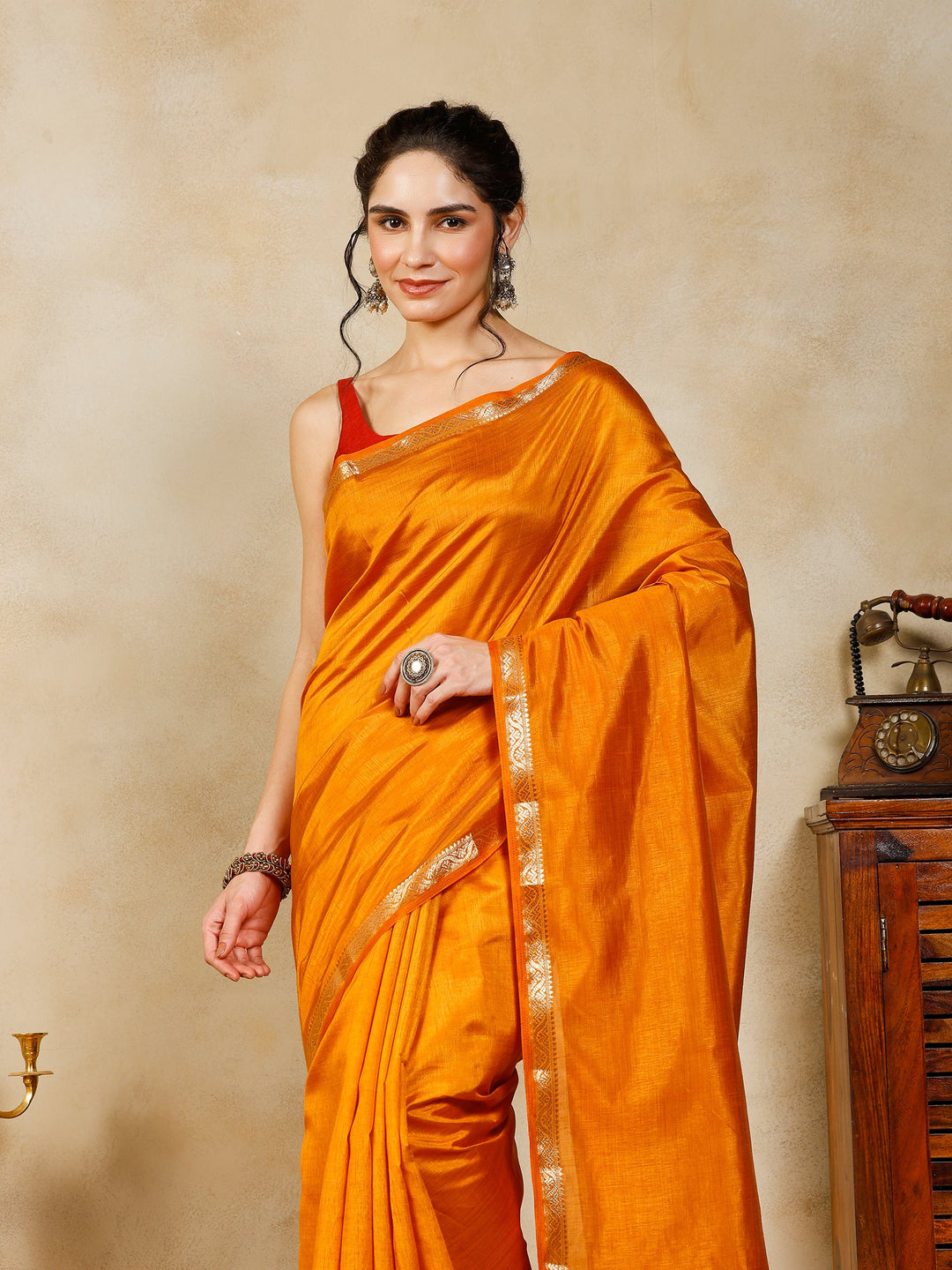 Mustard Woven Design Art Silk Saree