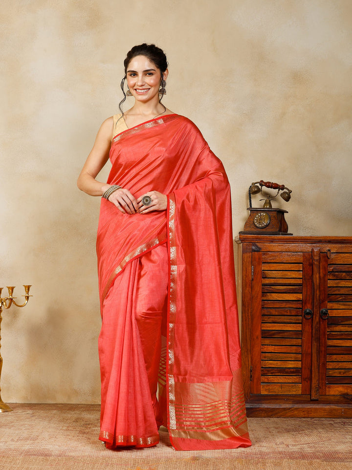 Pink Woven Design Art Silk Saree