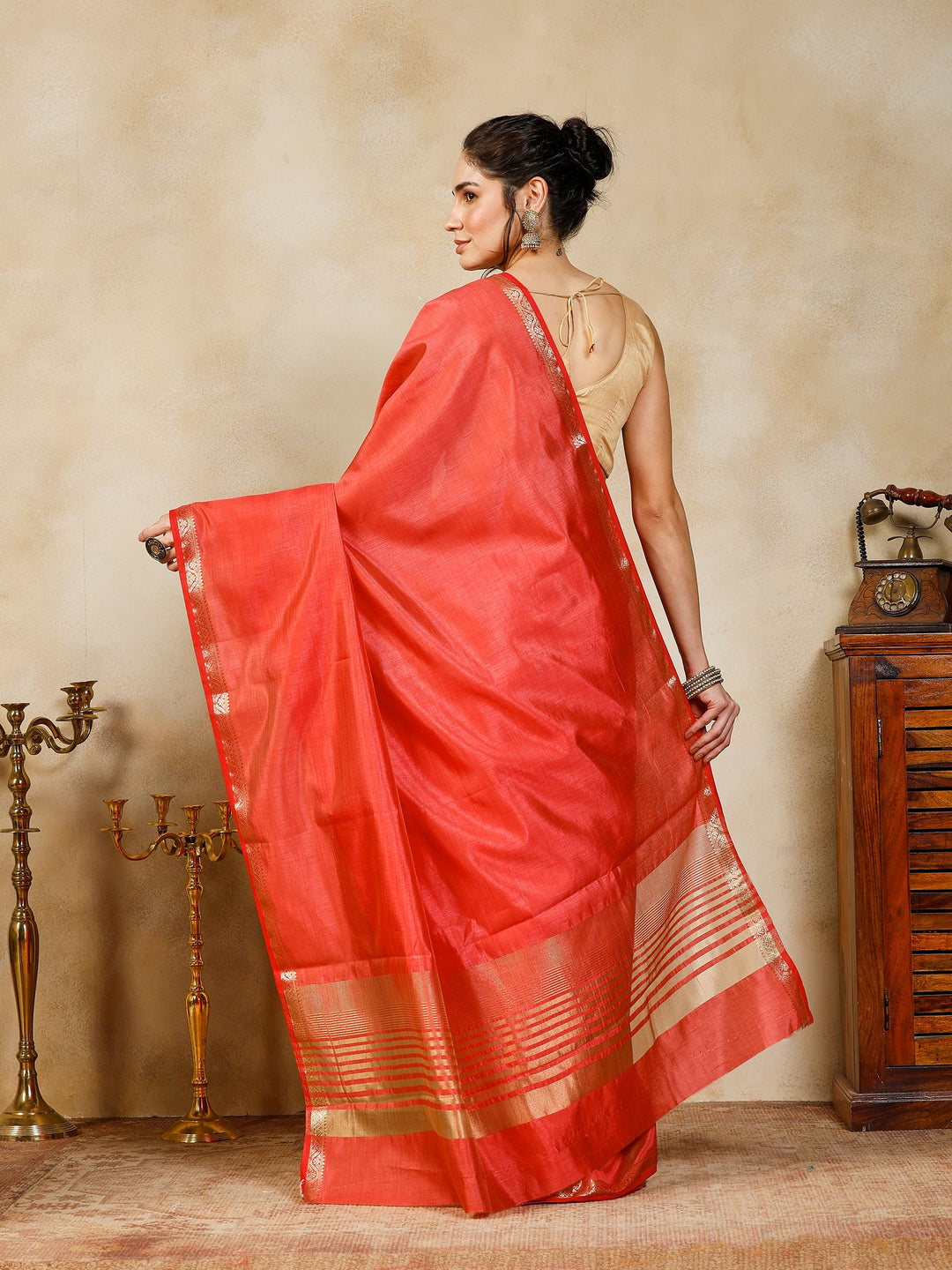 Pink Woven Design Art Silk Saree