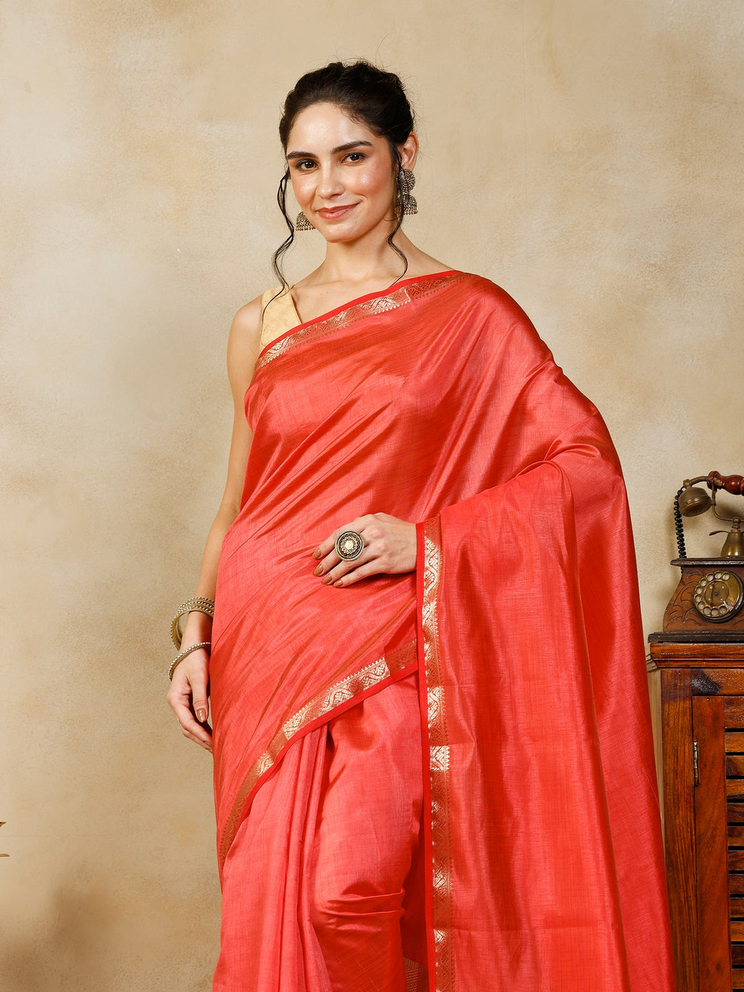 Pink Woven Design Art Silk Saree