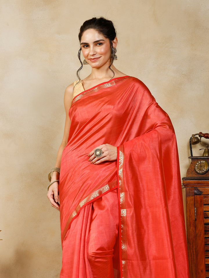Pink Woven Design Art Silk Saree
