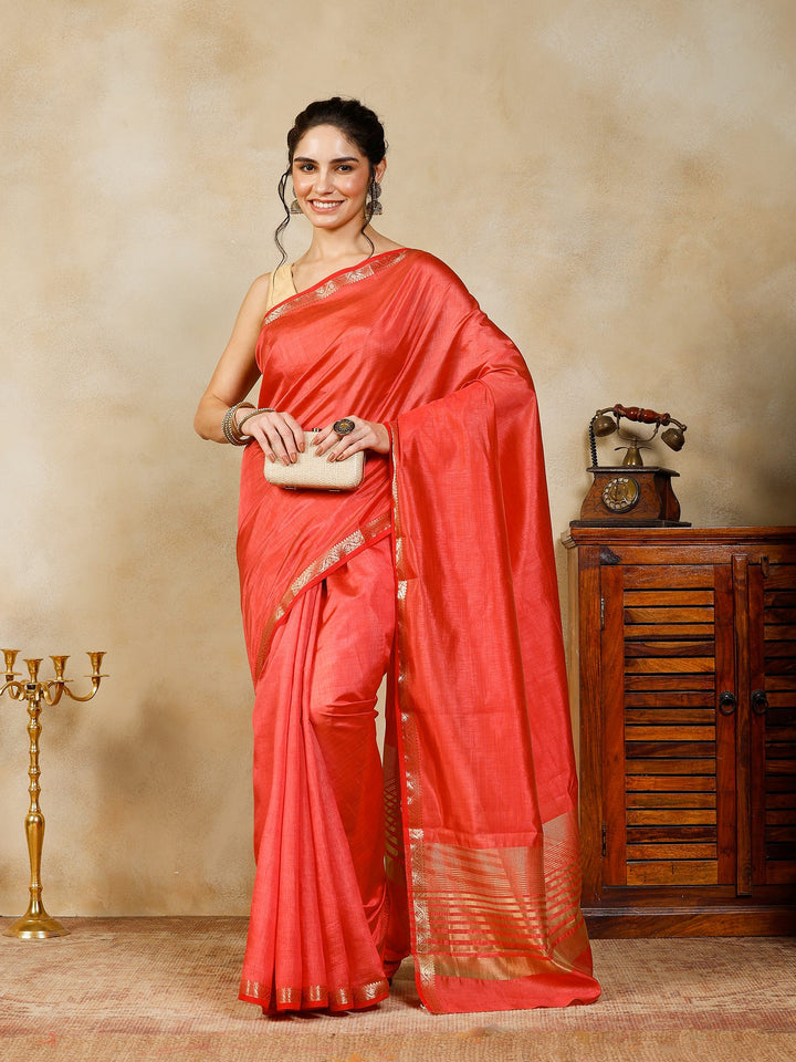 Pink Woven Design Art Silk Saree