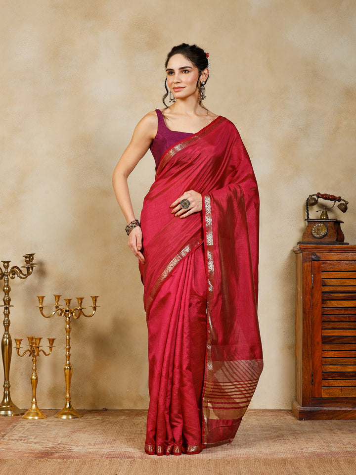 Wine Woven Design Art Silk Saree