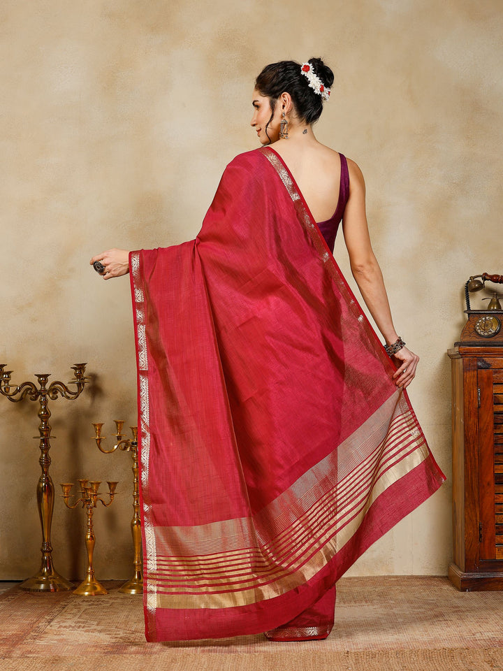 Wine Woven Design Art Silk Saree