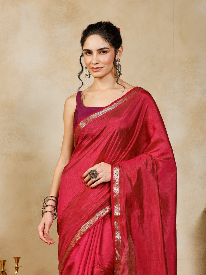 Wine Woven Design Art Silk Saree