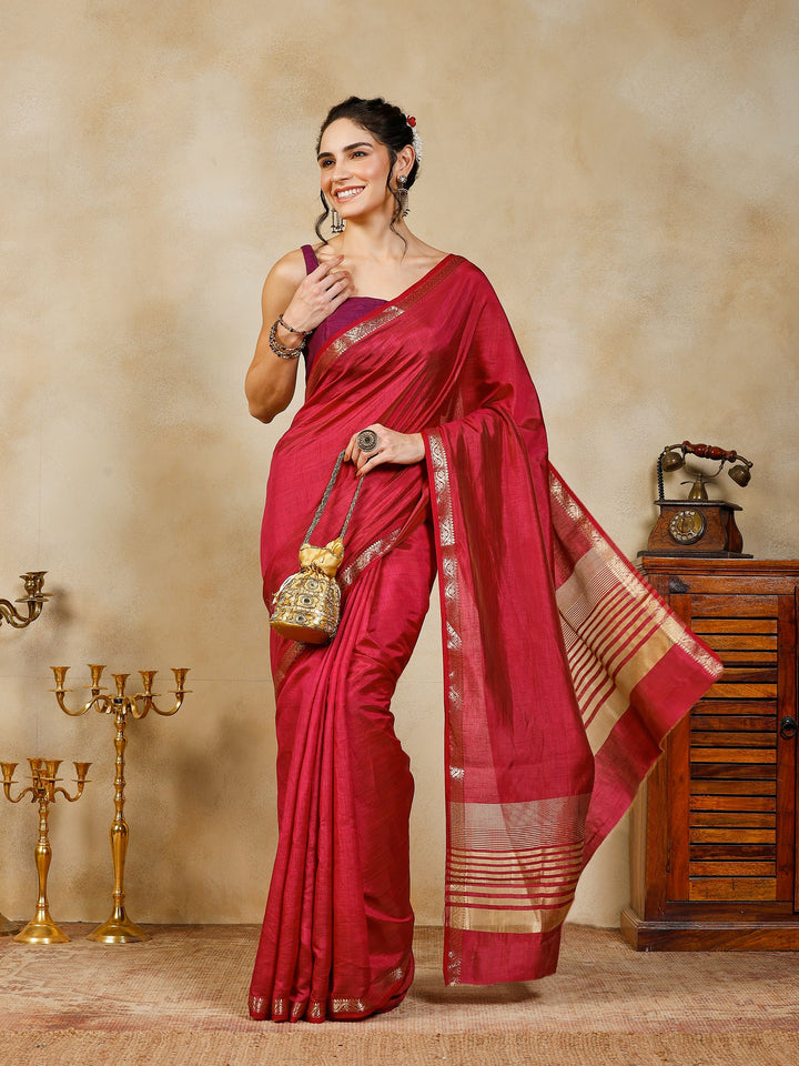 Wine Woven Design Art Silk Saree