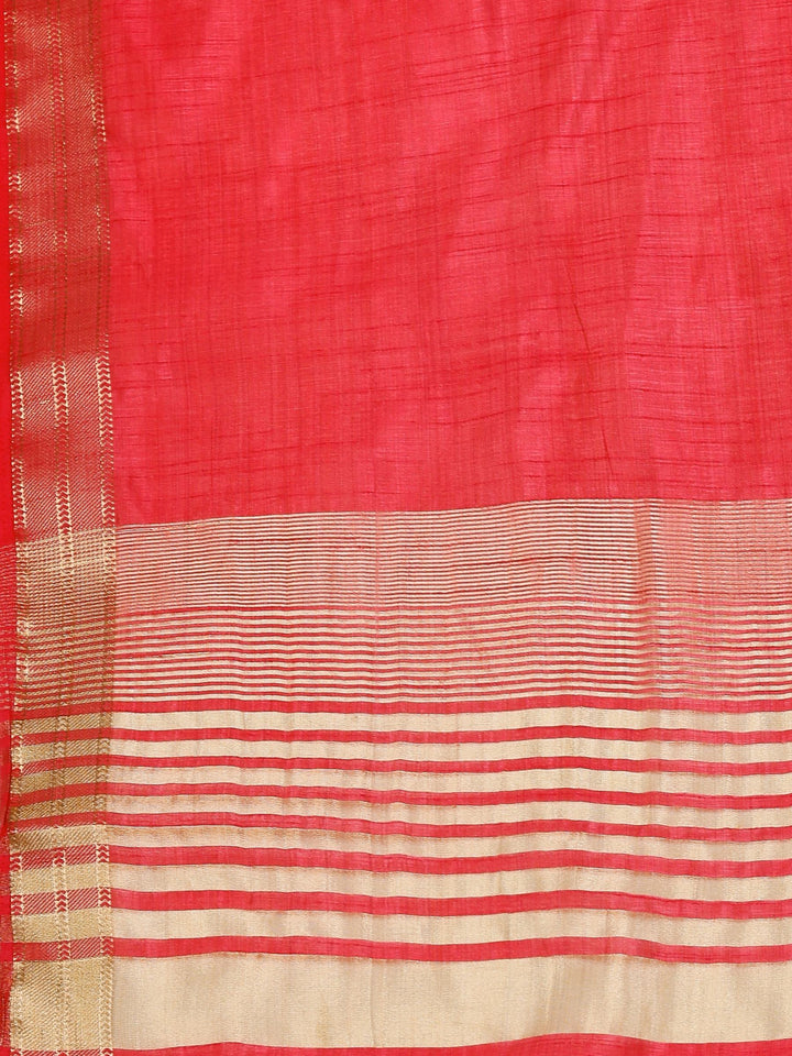 Hot Pink Woven Design Art Silk Saree
