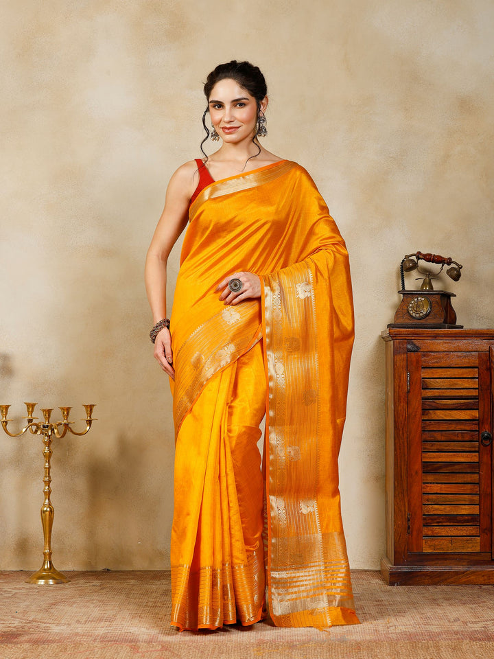 Mustard Woven Design Art Silk Saree