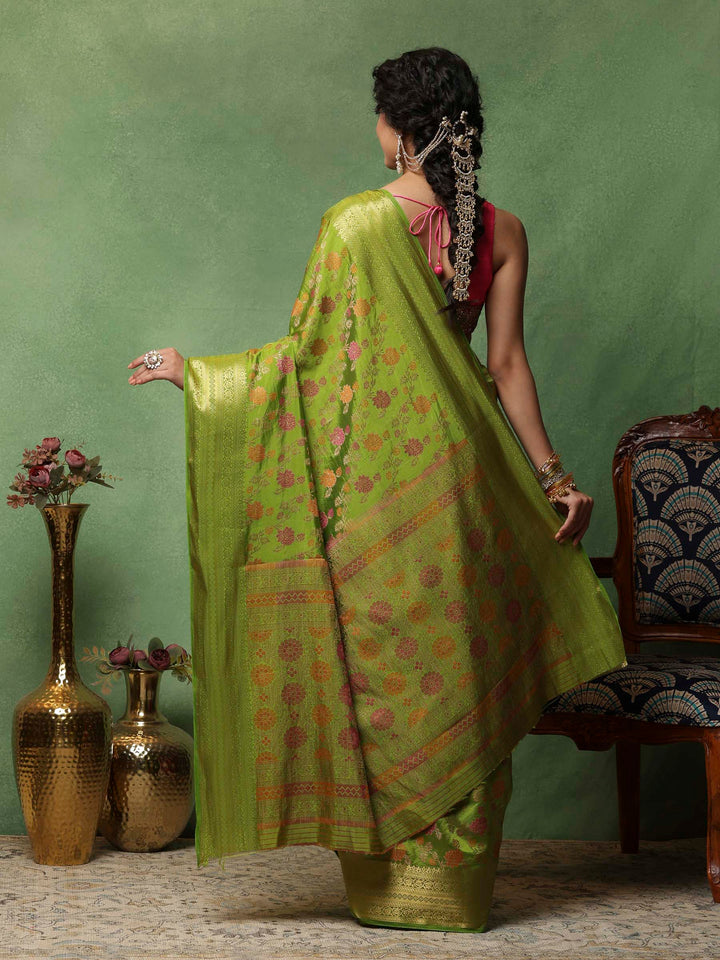 Green Woven Design Art Silk Saree