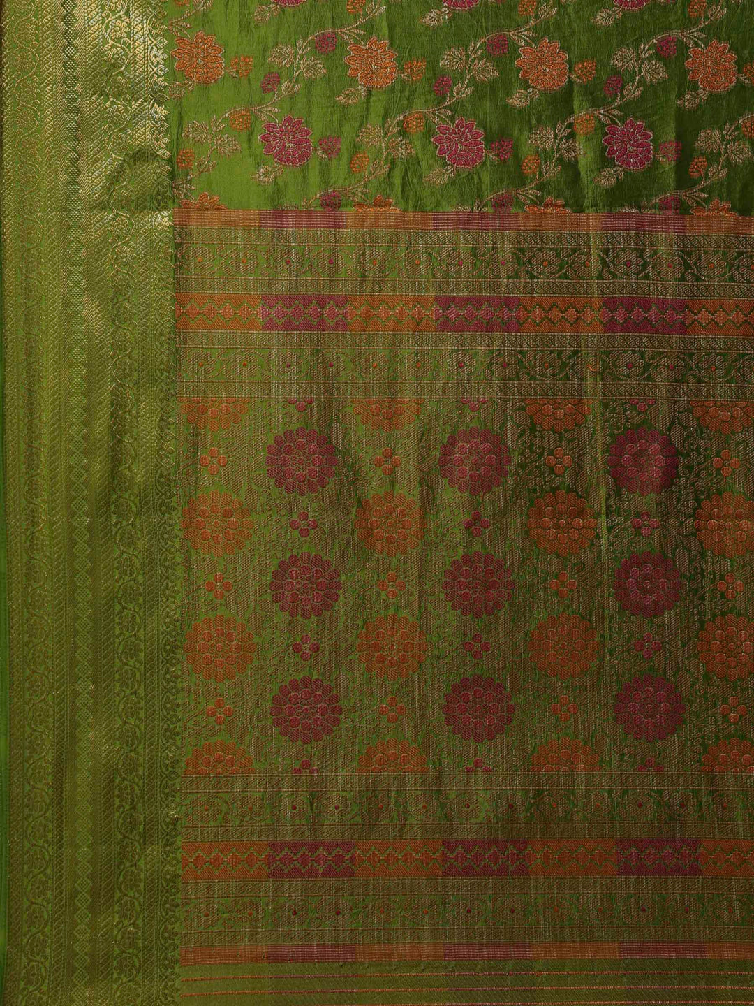 Green Woven Design Art Silk Saree