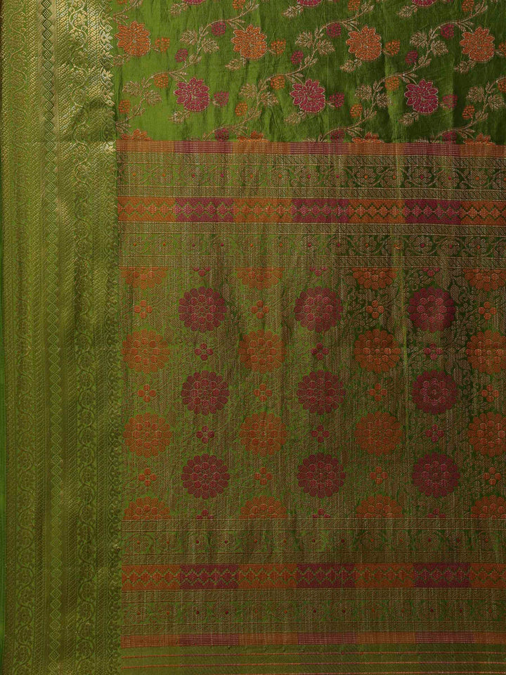 Green Woven Design Art Silk Saree