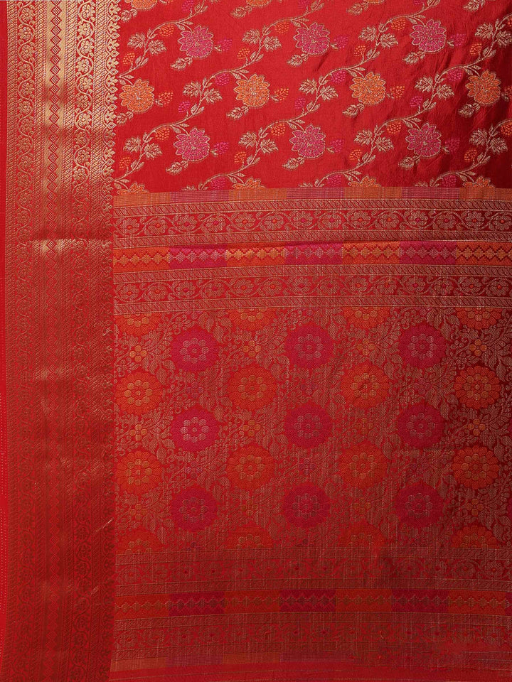 Red Woven Design Art Silk Saree