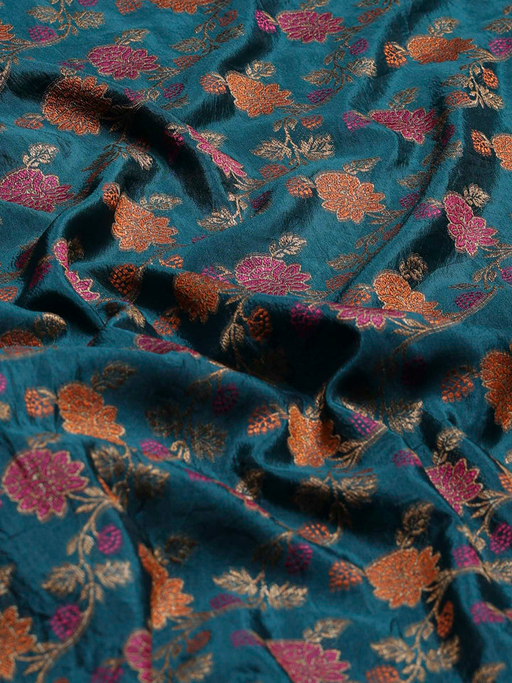 Teal Blue Woven Design Art Silk Saree
