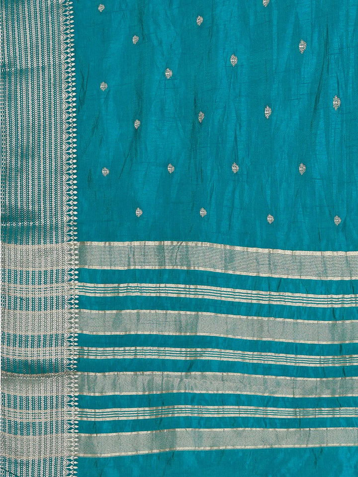 Lake Blue Woven Design Art Silk Saree