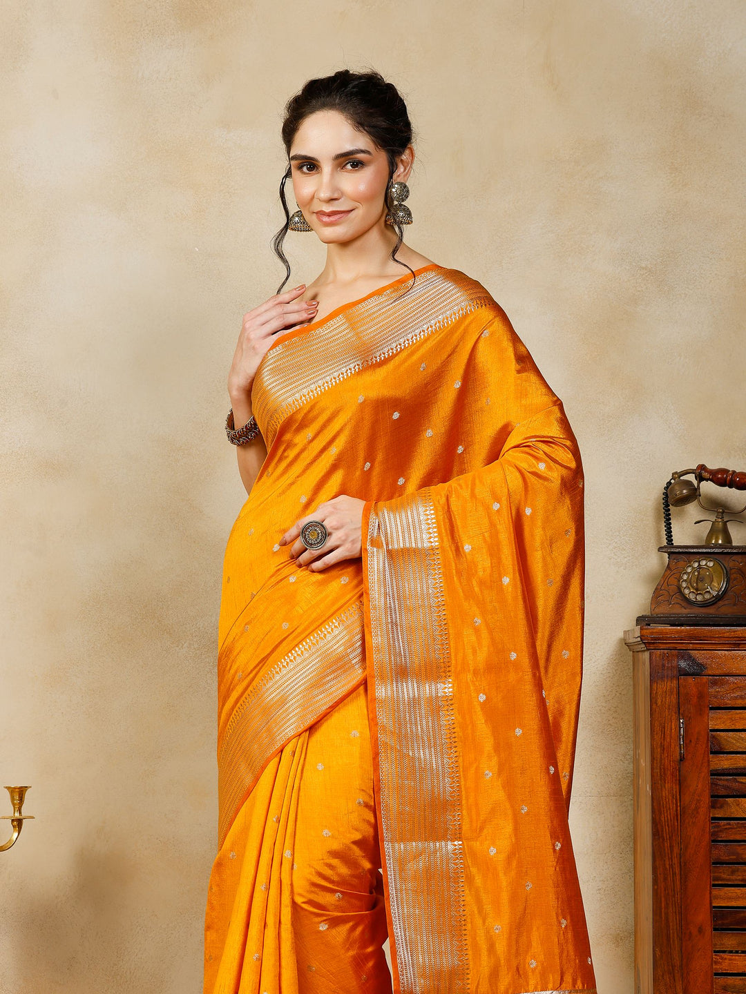 Mustard Woven Design Art Silk Saree