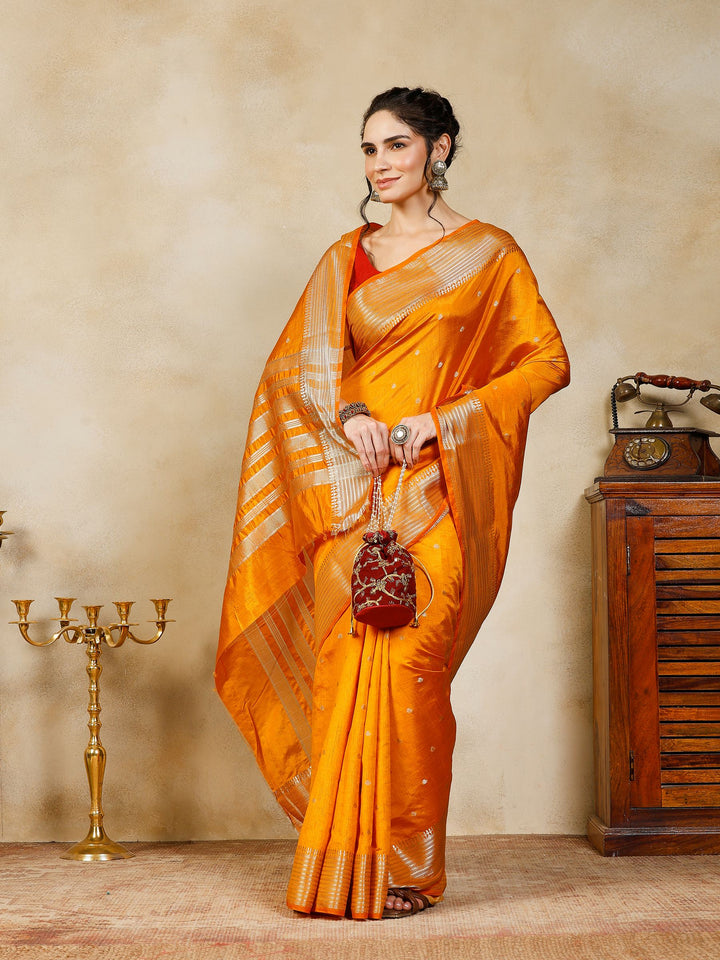 Mustard Woven Design Art Silk Saree
