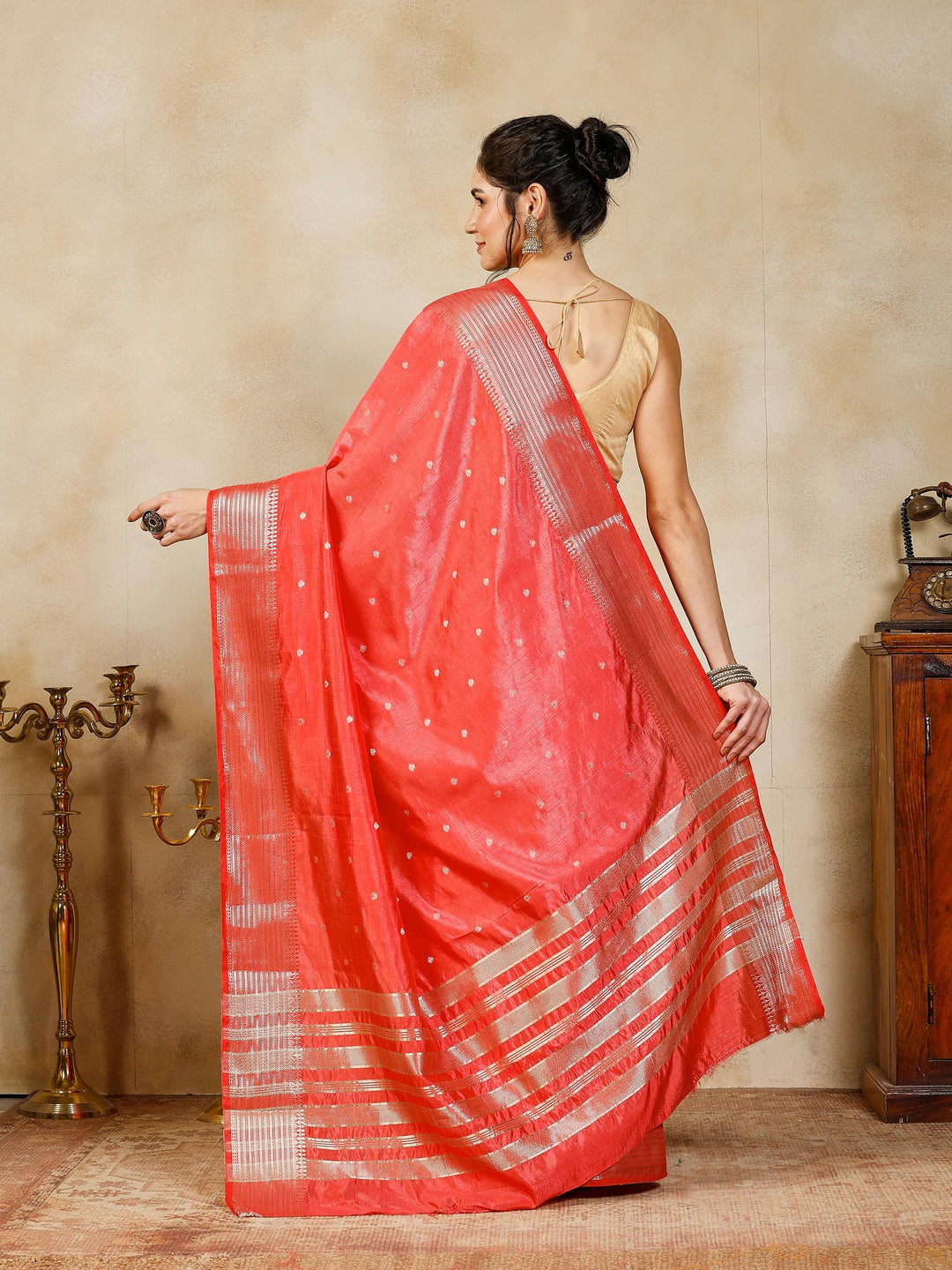 Pink Woven Design Art Silk Saree
