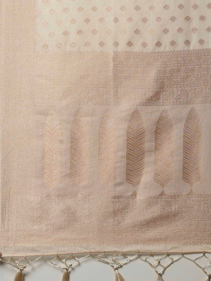 Beige Woven Design Art Silk Saree