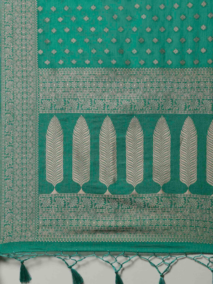 Green Woven Design Art Silk Saree