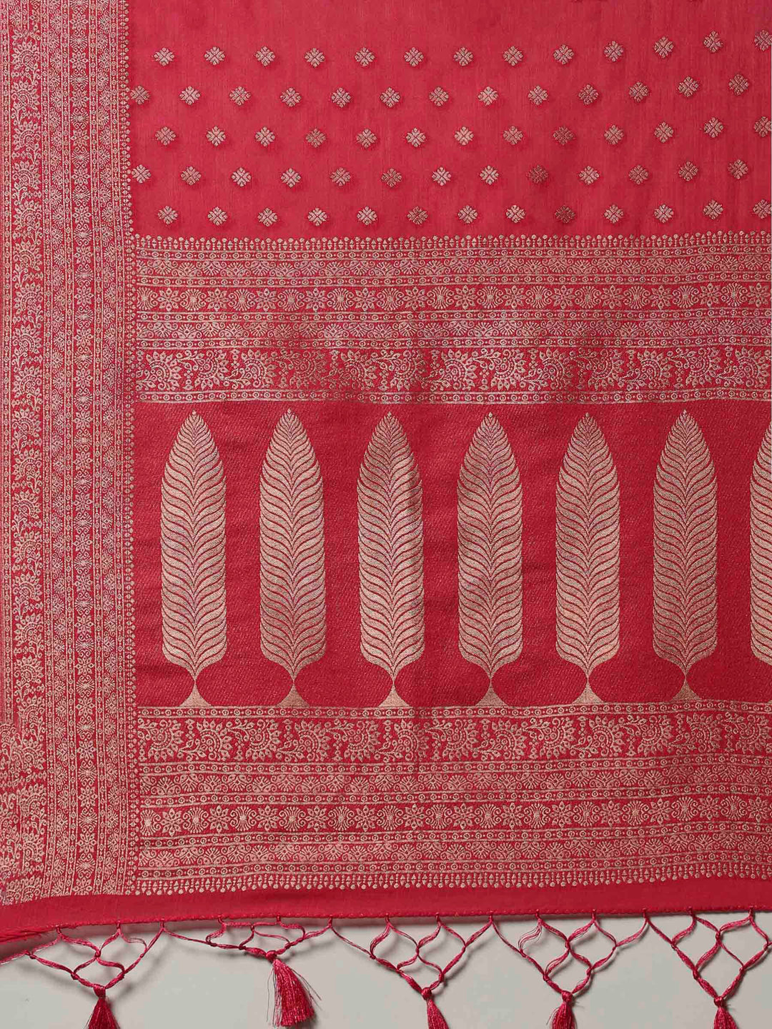 Hot Pink Woven Design Art Silk Saree