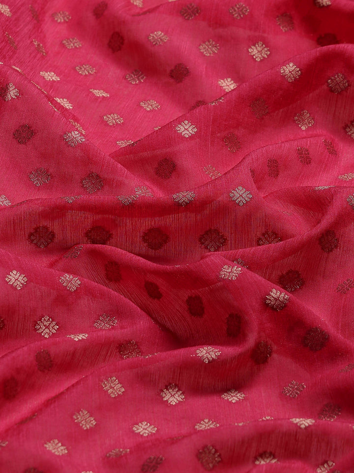 Hot Pink Woven Design Art Silk Saree
