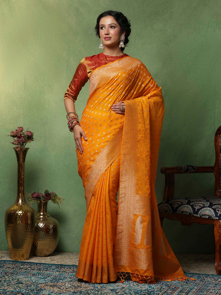 Mustard Woven Design Art Silk Saree