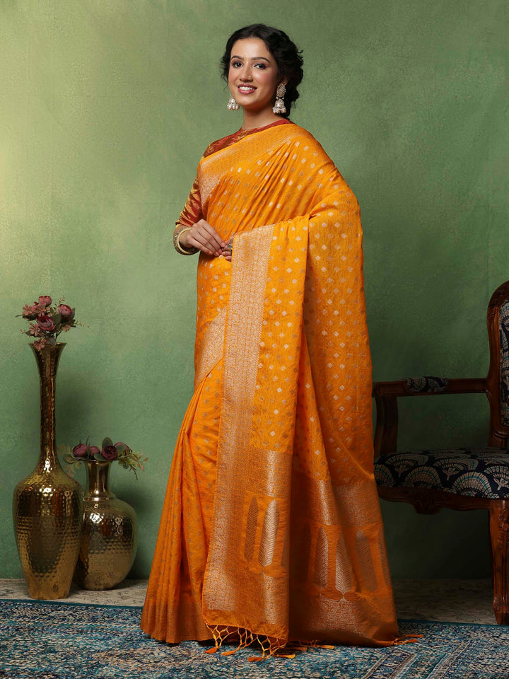 Mustard Woven Design Art Silk Saree