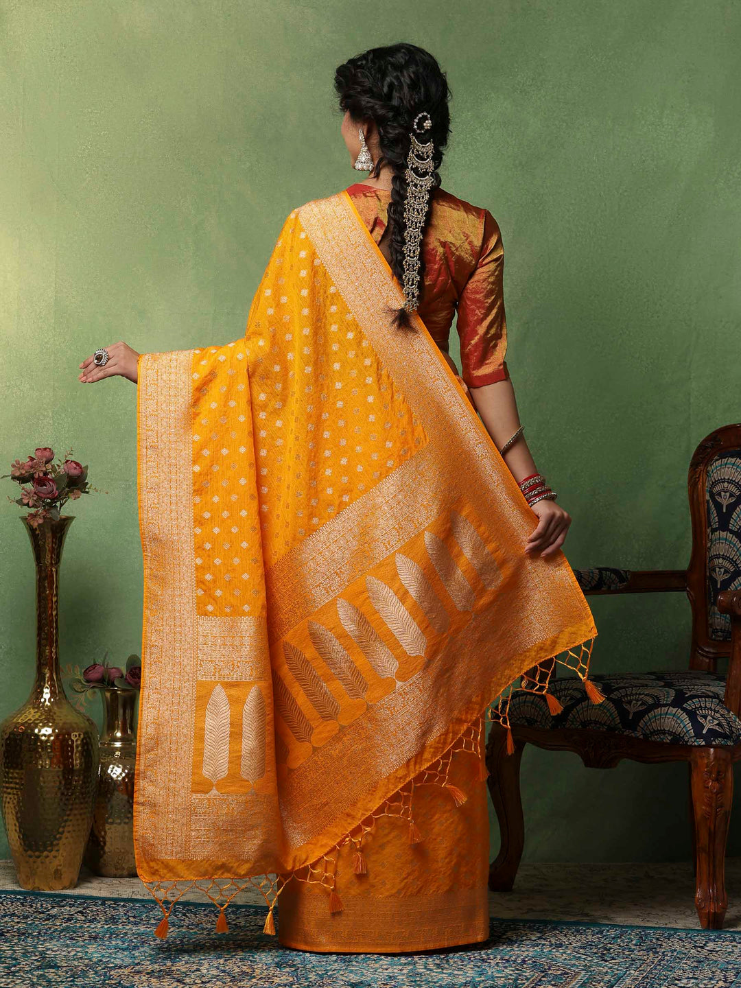 Mustard Woven Design Art Silk Saree