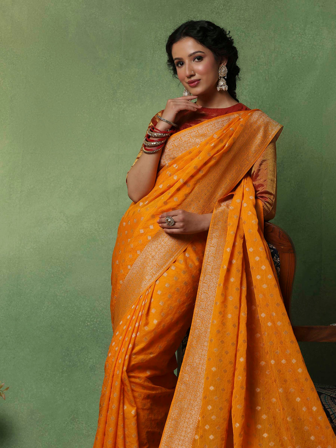 Mustard Woven Design Art Silk Saree