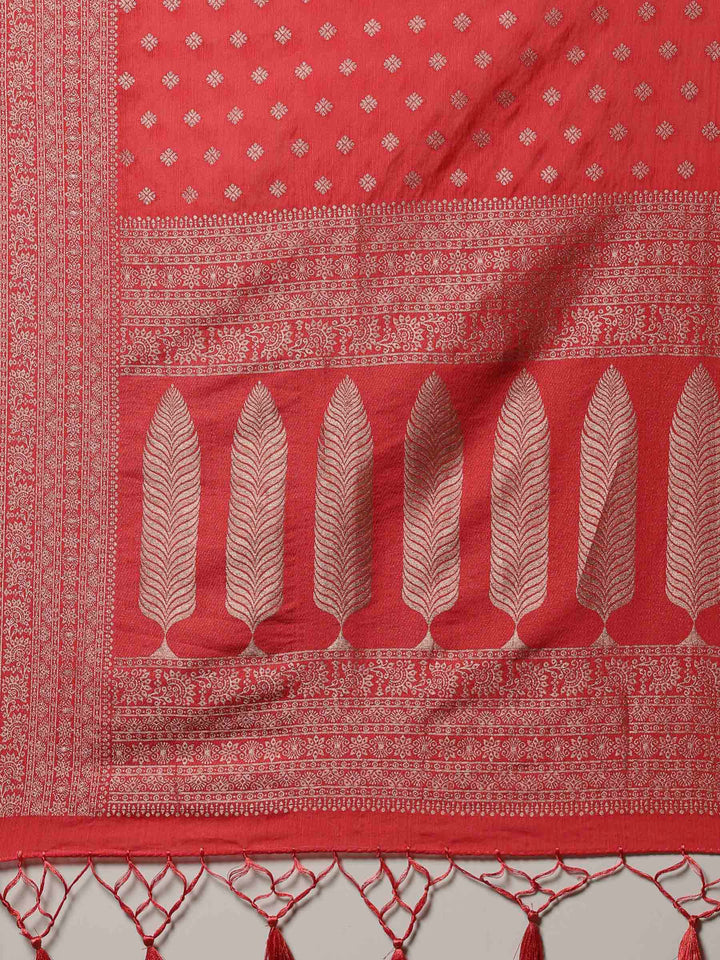 Pink Woven Design Art Silk Saree